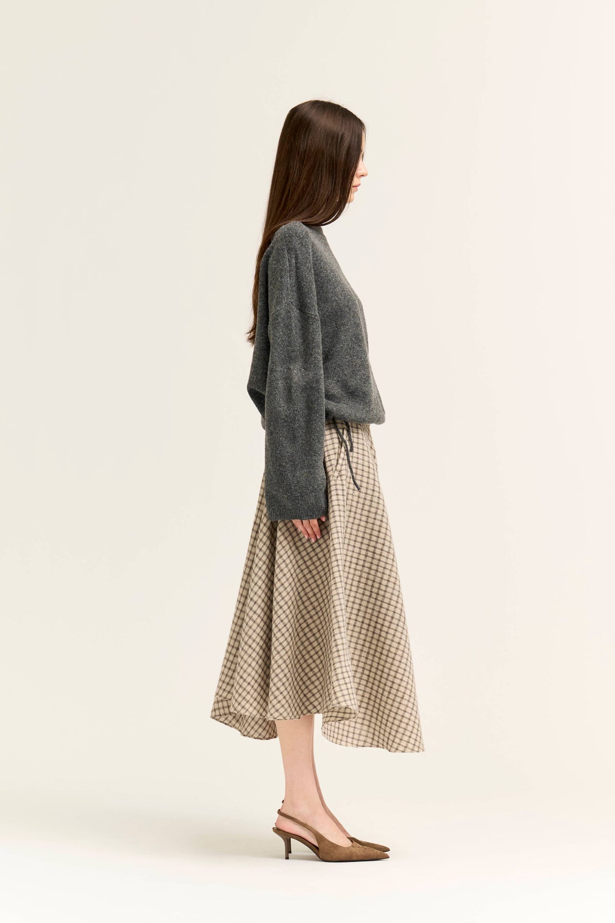 Unbalanced Plaid Flannel Wrap Skirt