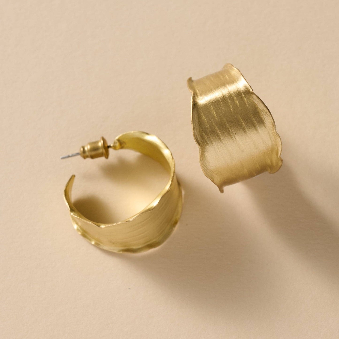 Diva Hammered Brass Hoop Earrings