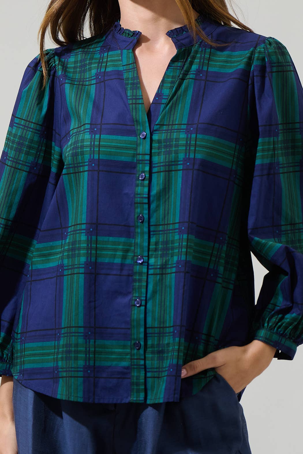 Laurel Plaid Button Up Top