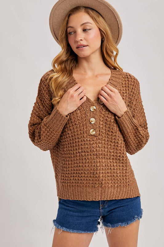 Thermal Henley Sweater Top