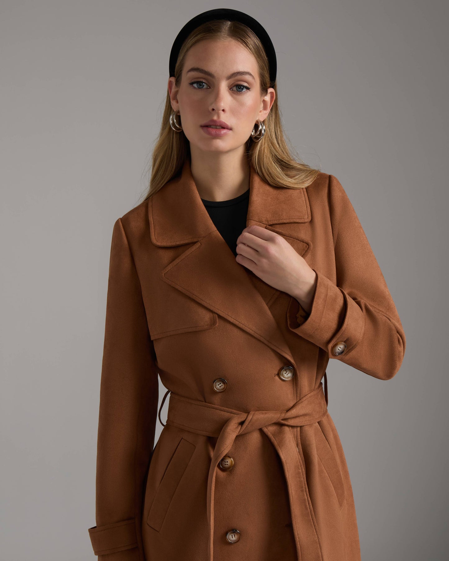 Super Soft Vegan Suede Trench Coat
