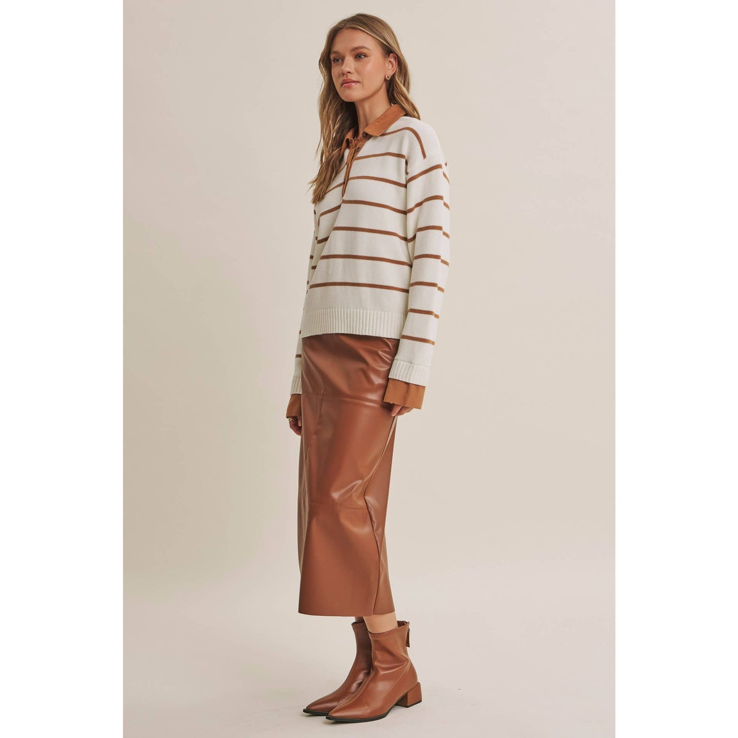 Heritage Striped Henley Sweater Top