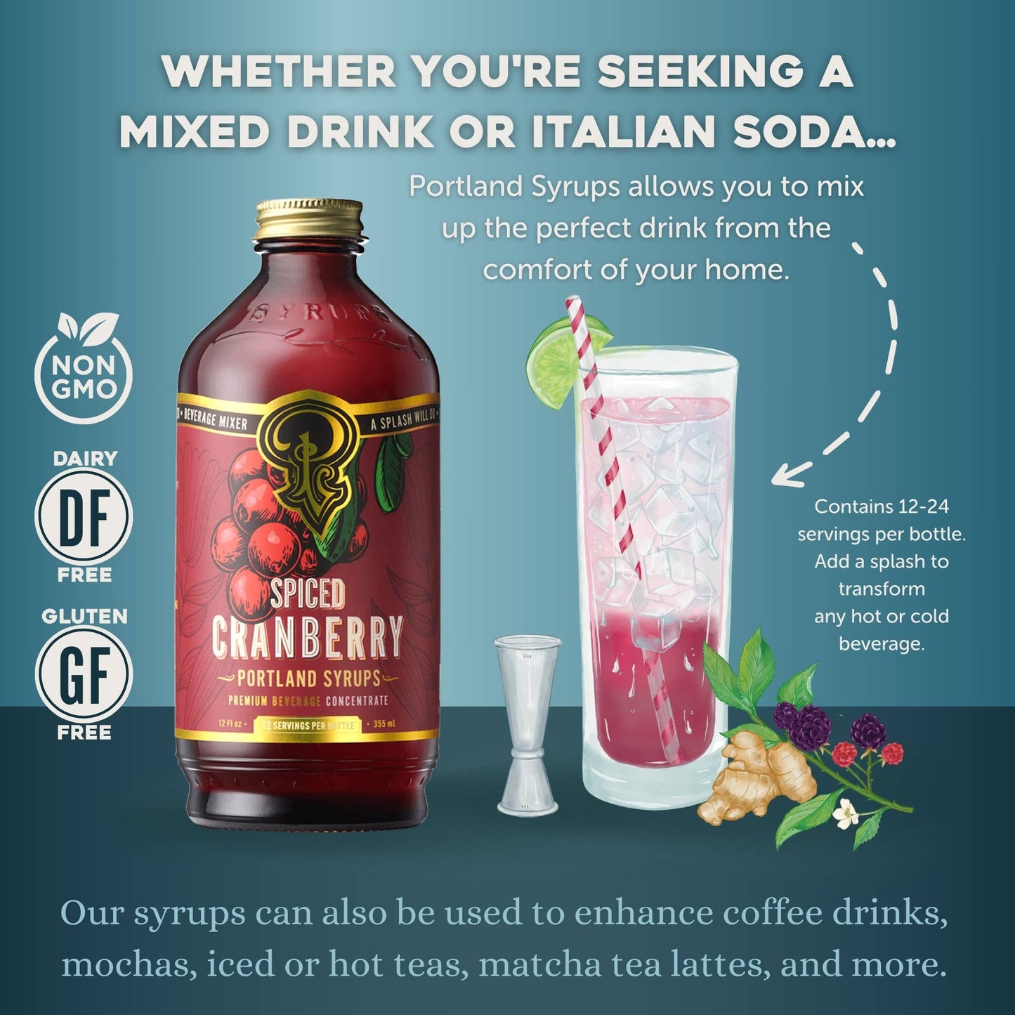 Spiced Cranberry Syrup - Cocktail / Mocktail Drink Mix