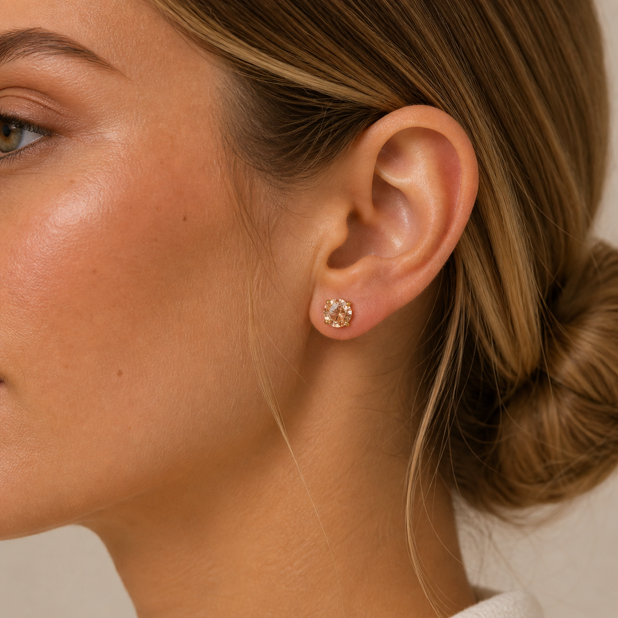 Round Champagne & Gold Earrings