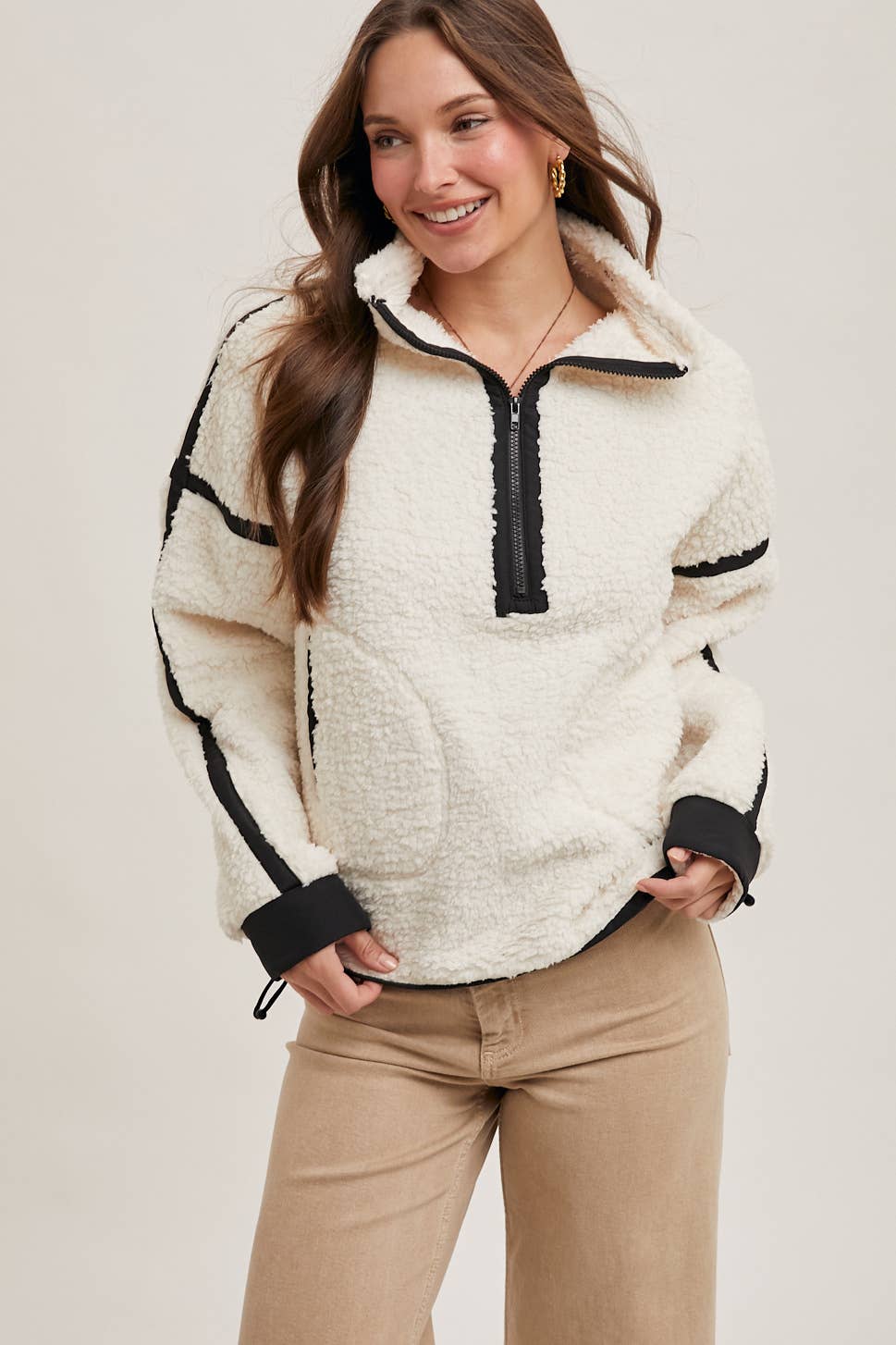 Contrast Sherpa Fleece Top