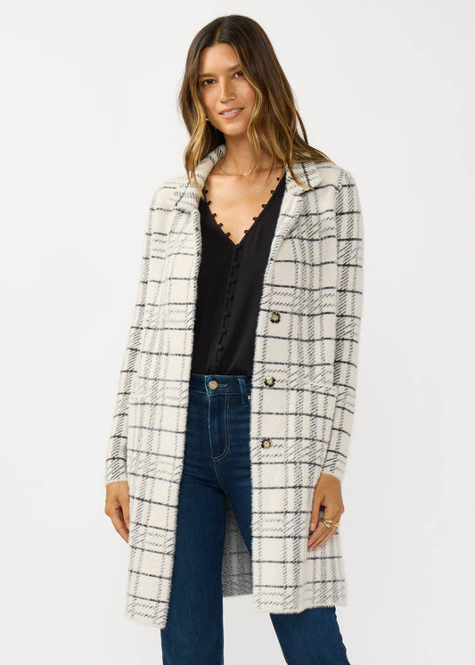 Plaid Button Front Cardigan