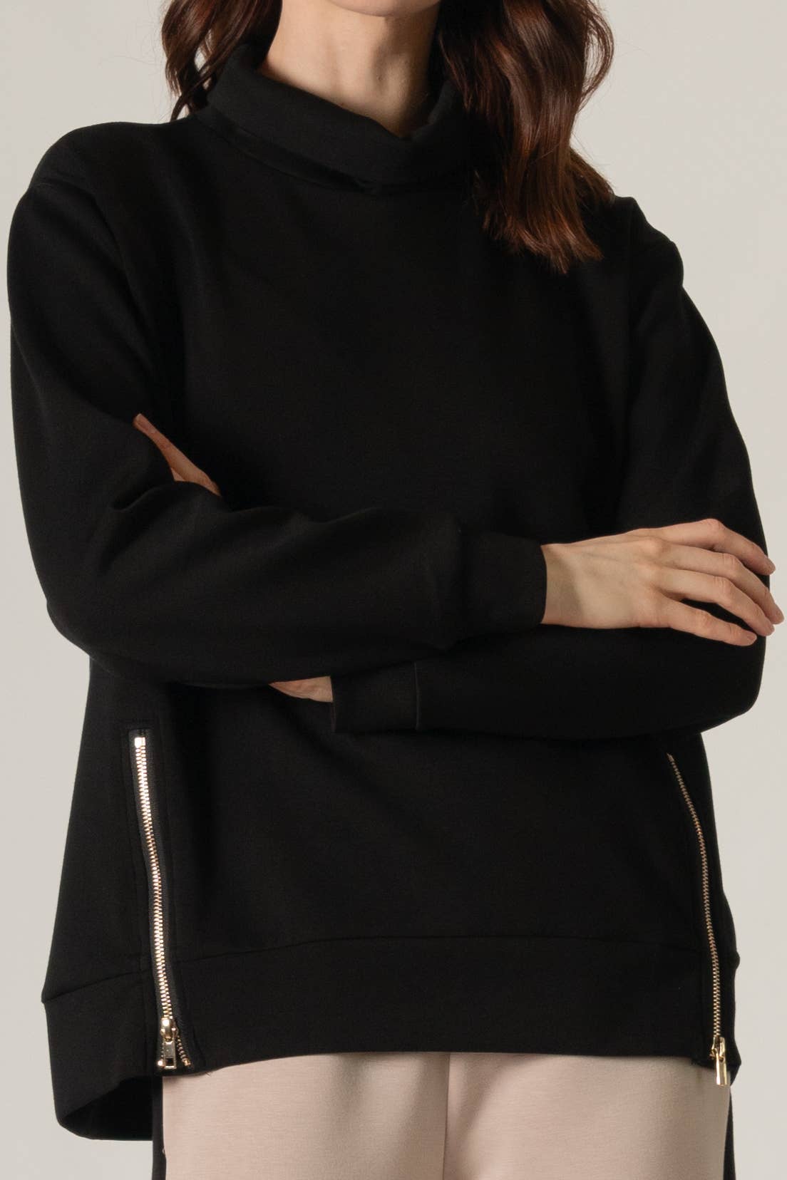 Butter Modal Side Zipper Top - Cocoa