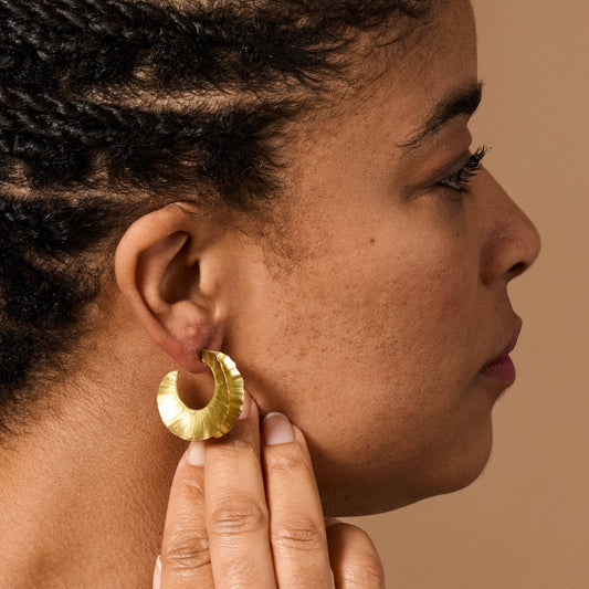 Usha Brass Ruffle Post Earrings