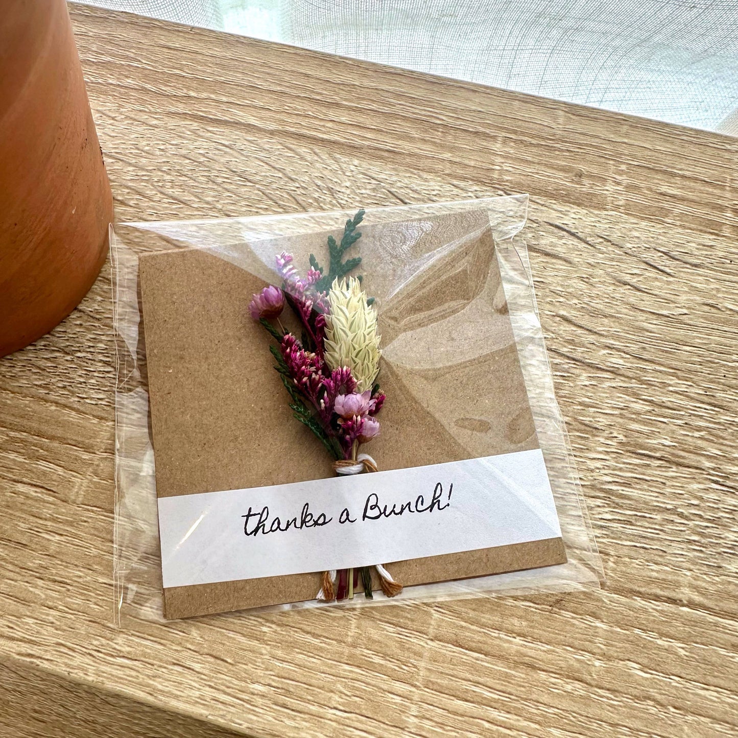 Thanks a Bunch Mini Dried Purple Floral Bouquet Card