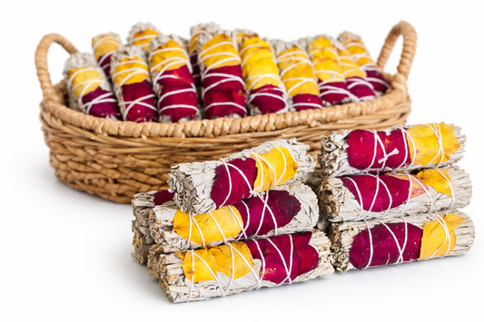 White Sage Smudge Sticks w/ Dried Rose Petals