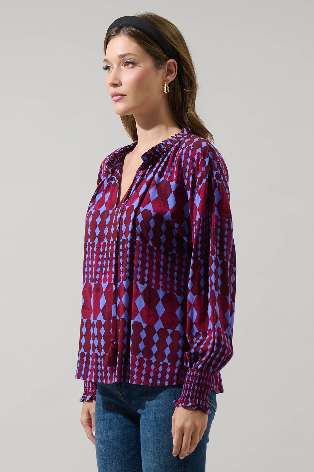 Abstract Weylin Split Neck Blouse