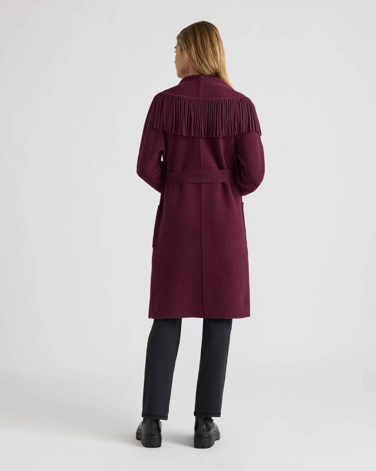 Dark Plum Eyelash Mink Wrap Fringe Coat