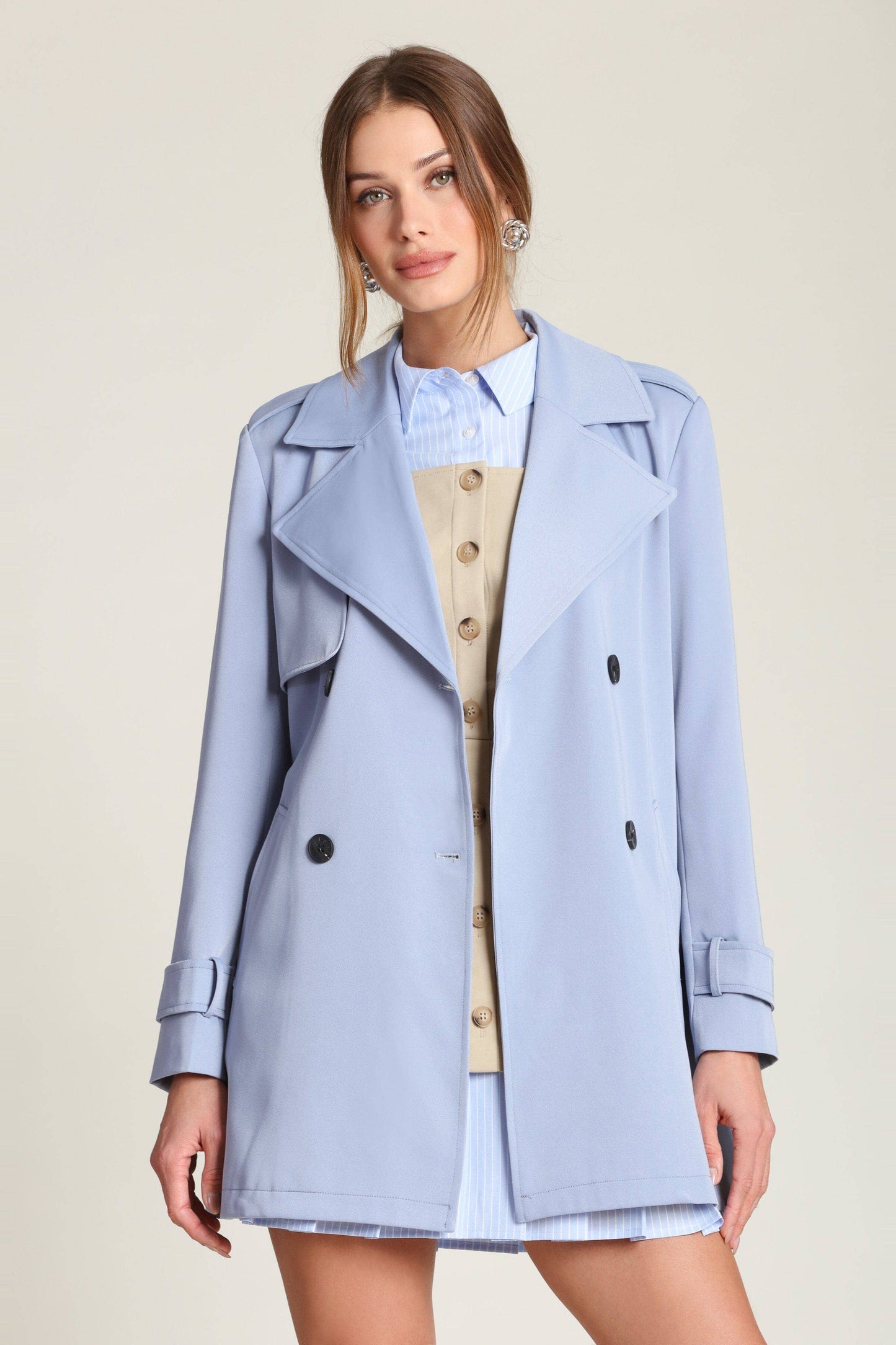 Periwinkle Belted Trench Coat