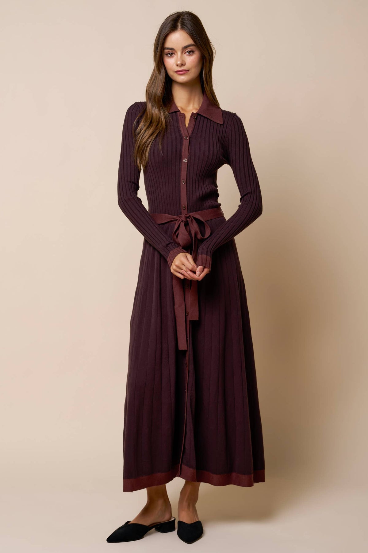 Rich Chocolate Knit Midi Dress