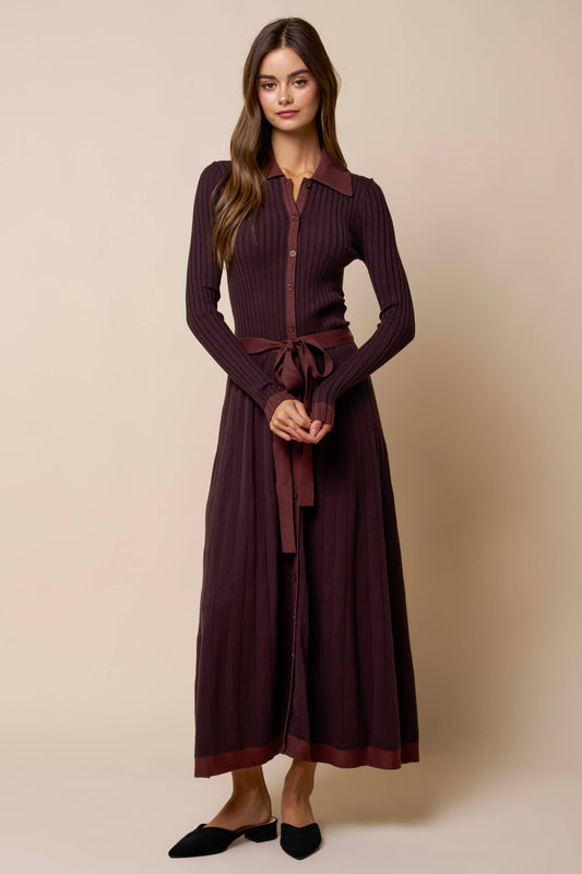 Rich Chocolate Knit Midi Dress