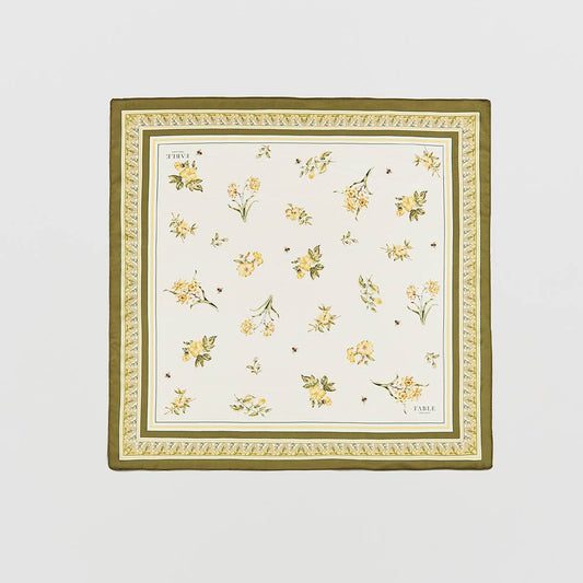 Nouveau Floral Yellow Square Scarf