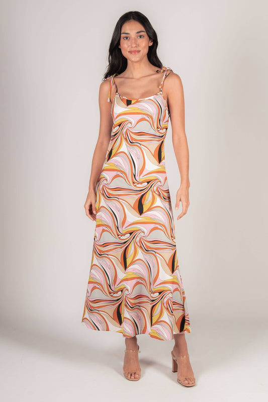 Kaleidoscopic Print Slip Dress