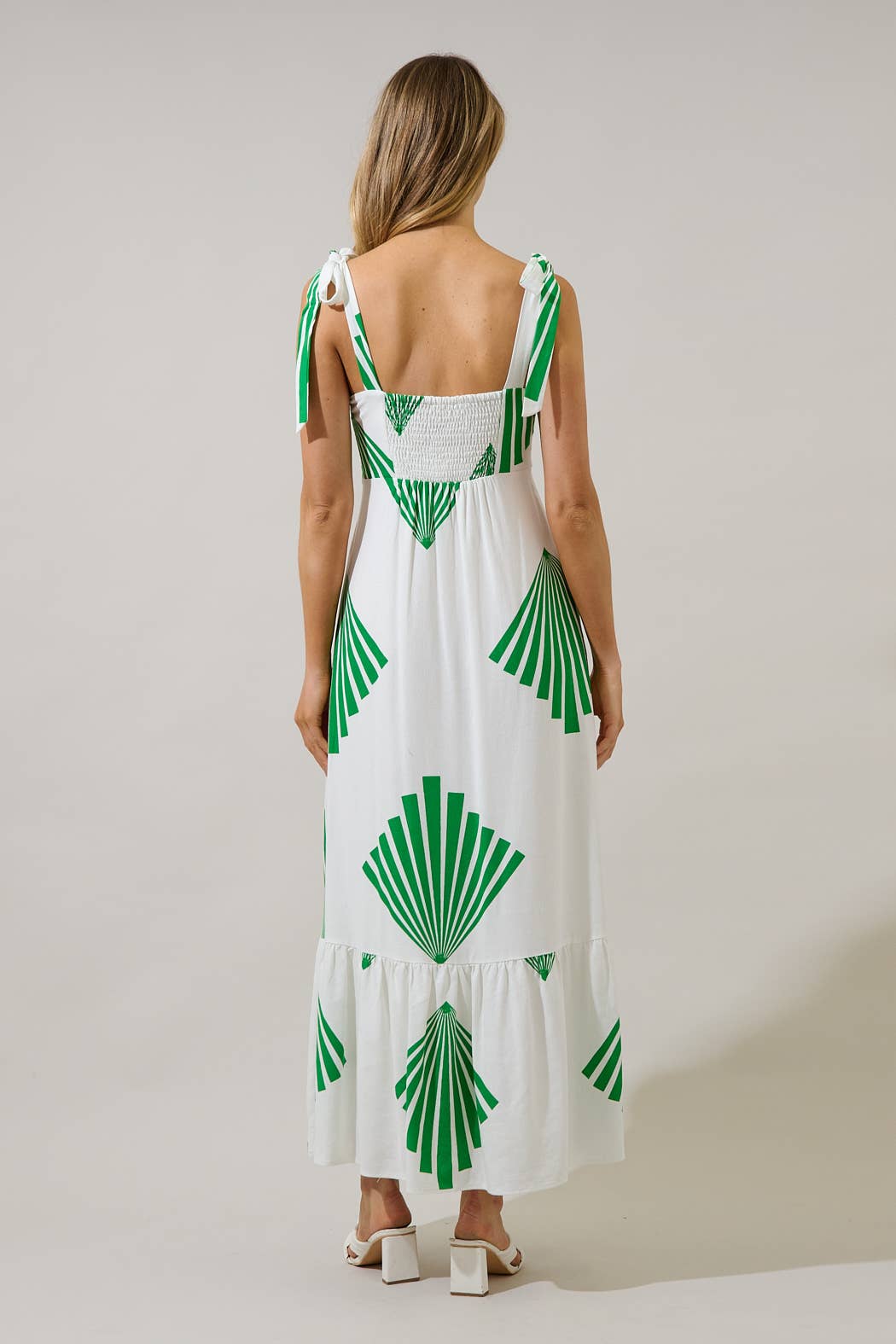 Fan Breeze Shoulder Tie Maxi Dress