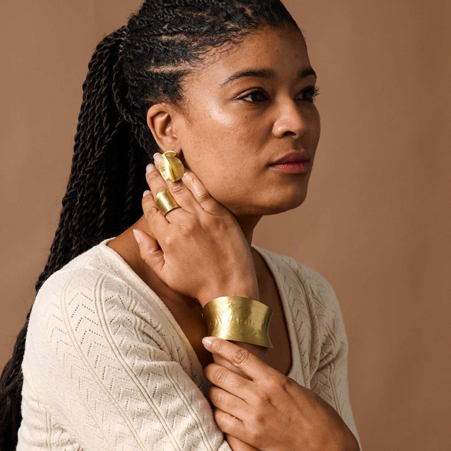 Kiran Crumpled Spiral Post Earrings