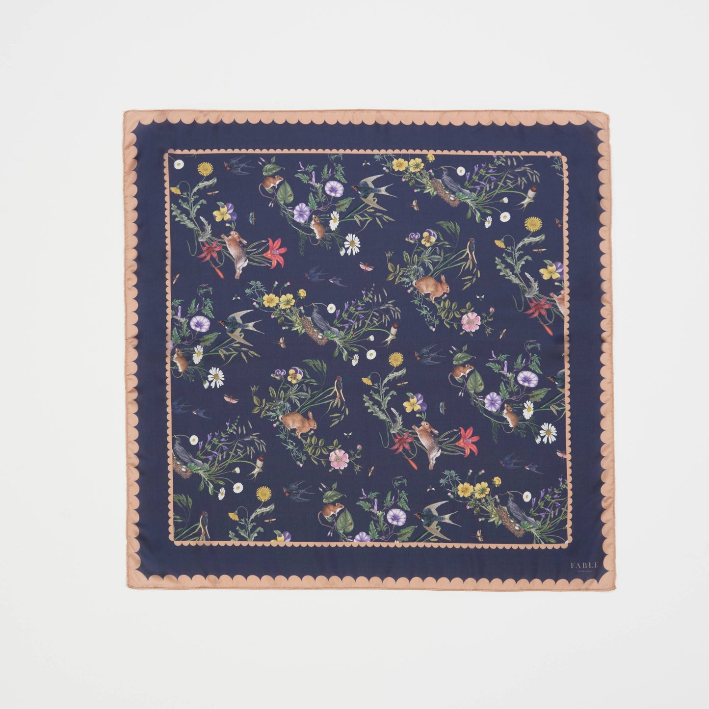 Navy Running Bunny Toile Square Scarf