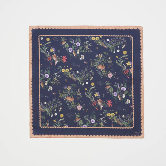 Navy Running Bunny Toile Square Scarf