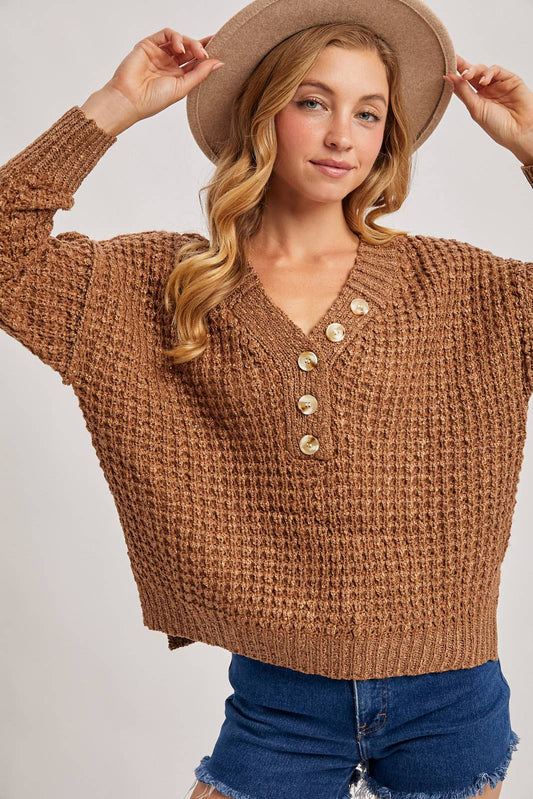 Thermal Henley Sweater Top