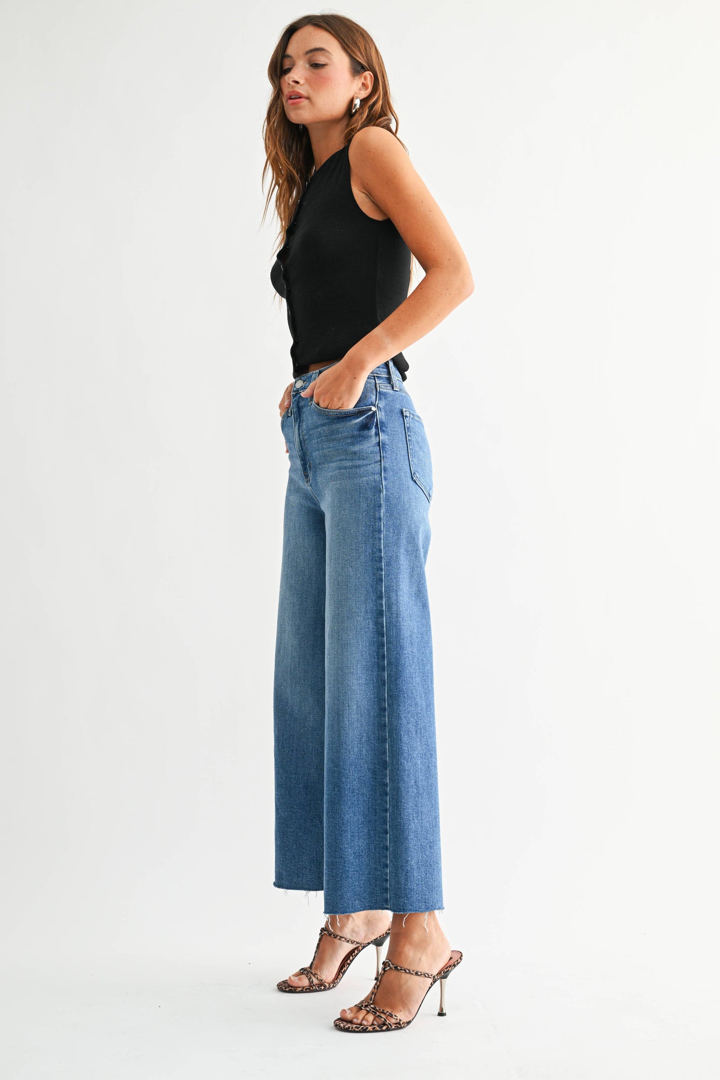 JUST BLACK DENIM Scissor Cut Wide Leg - Medium Wash