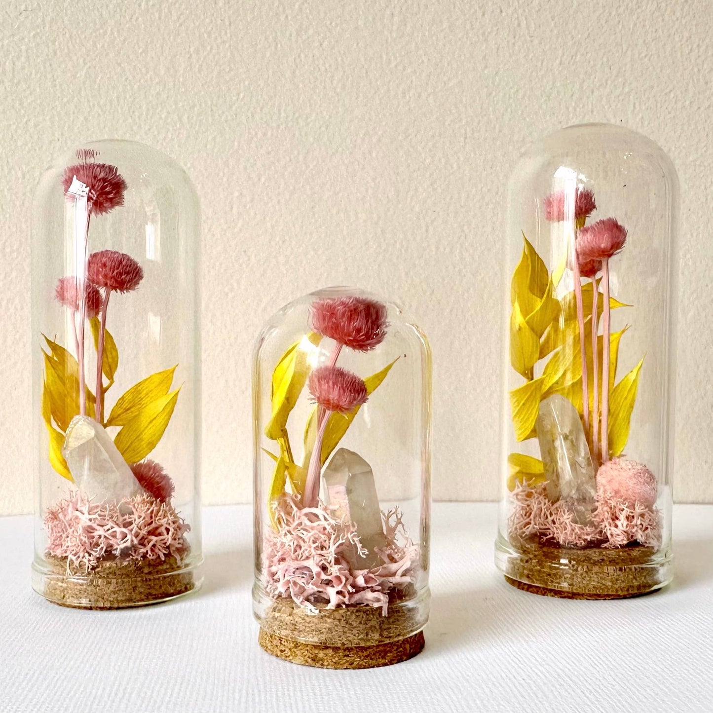 Pink Crystal Fairy Garden Mini Glass Terrarium