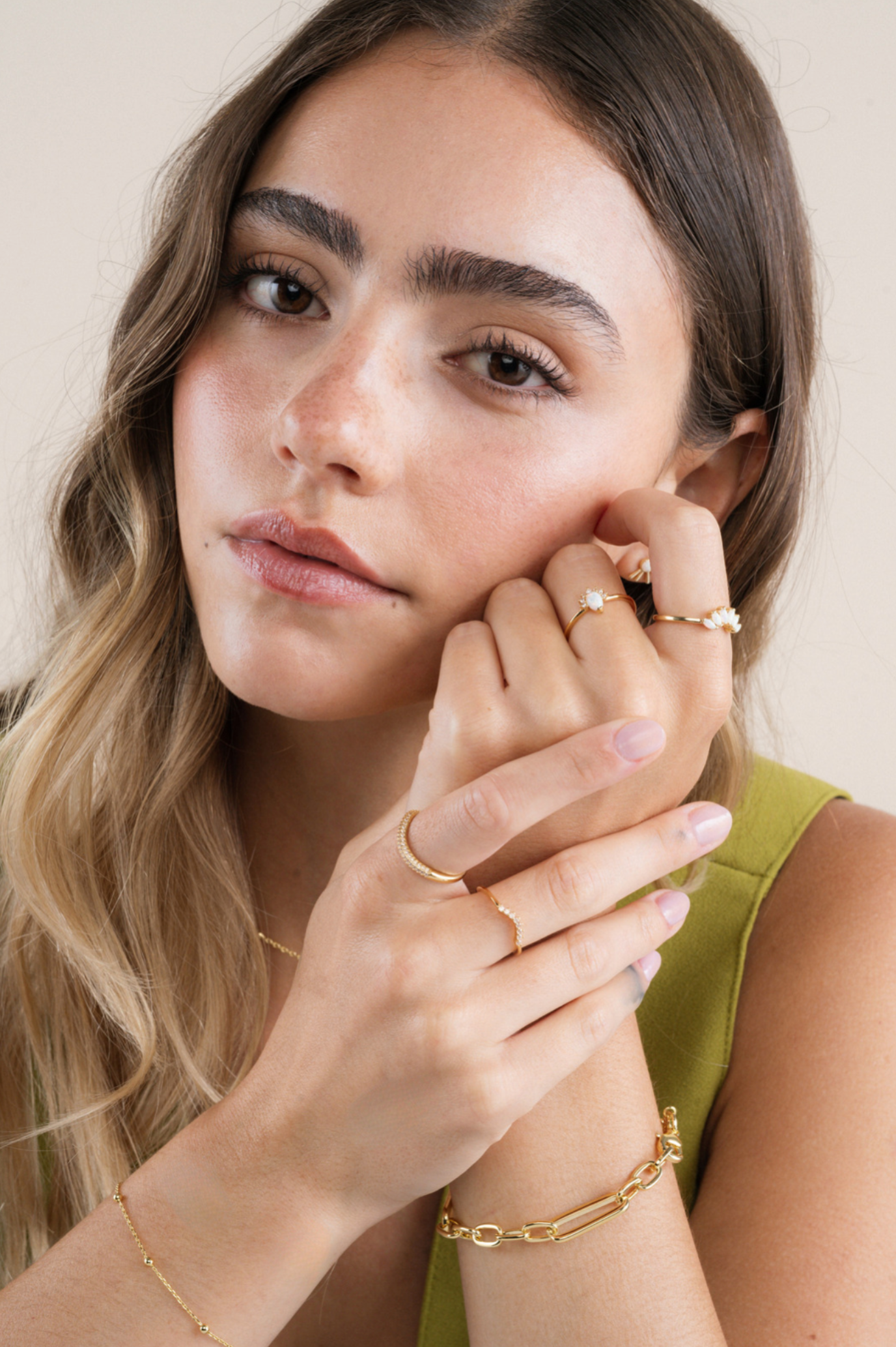 Opal Burst Gold Ring