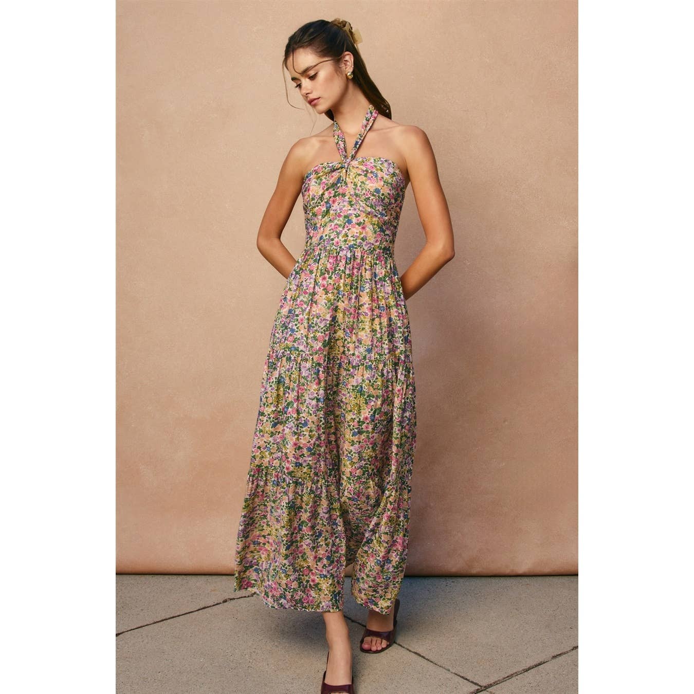 Morning Glory Halter Neck Tiered Dress