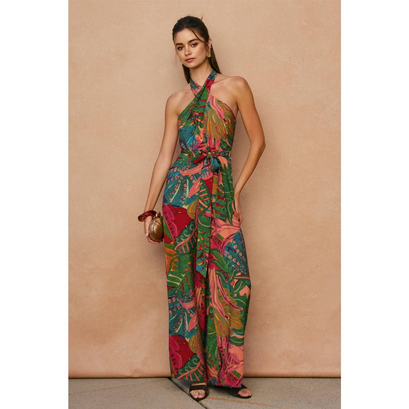 Paradise Crossed Halter Neck Jumpsuit