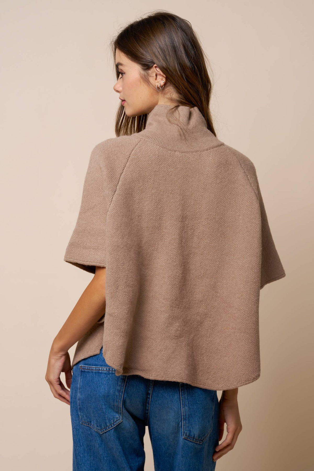 Taupe Button Down Knit Poncho