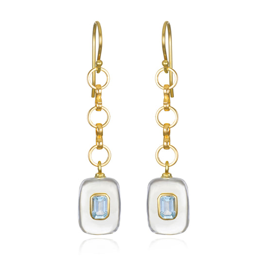 Topaz & Quartz Rectangle Dangle Earrings