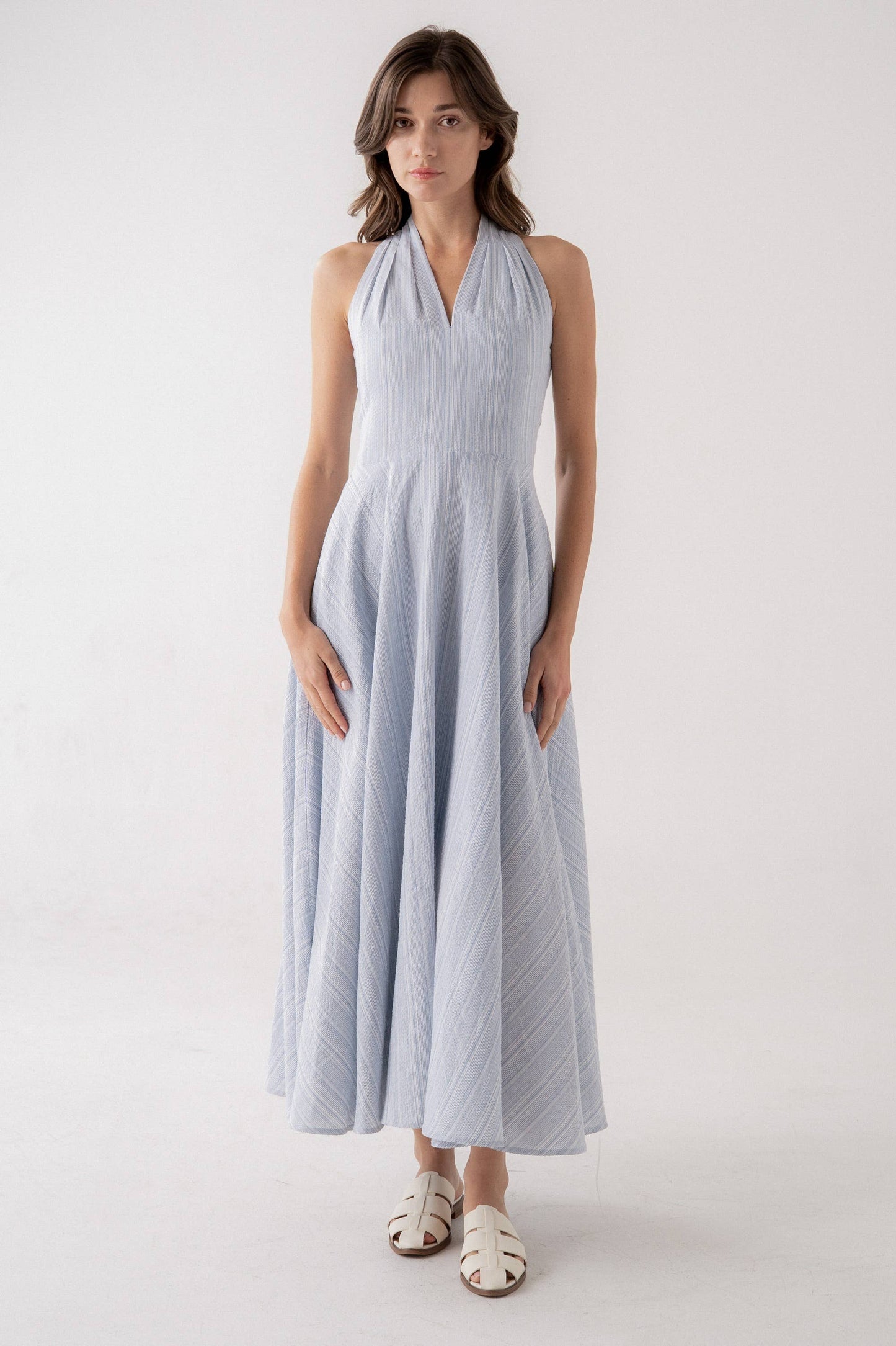 Flared Full Skirt Midi Dress