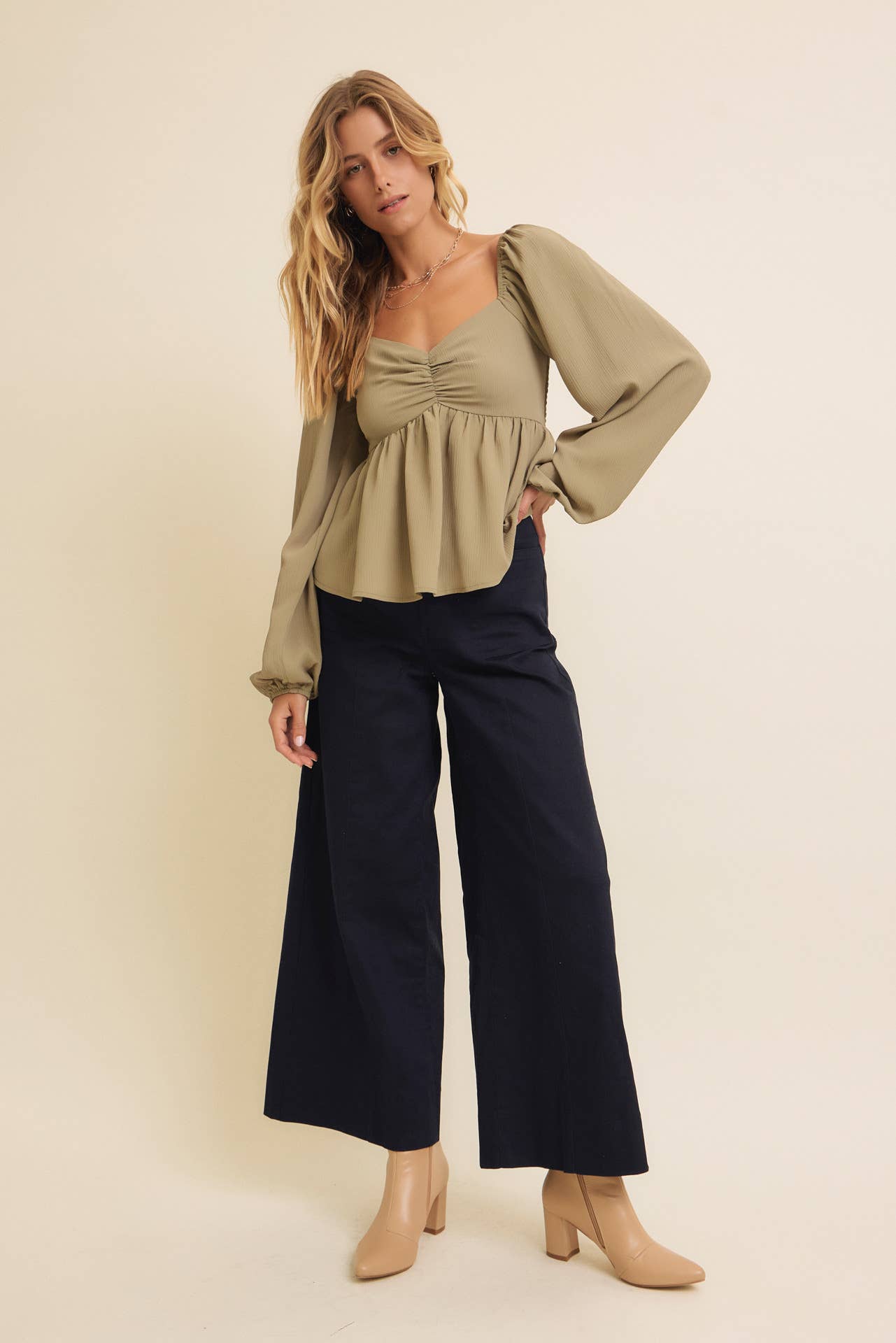 Crinkled Babydoll Blouse