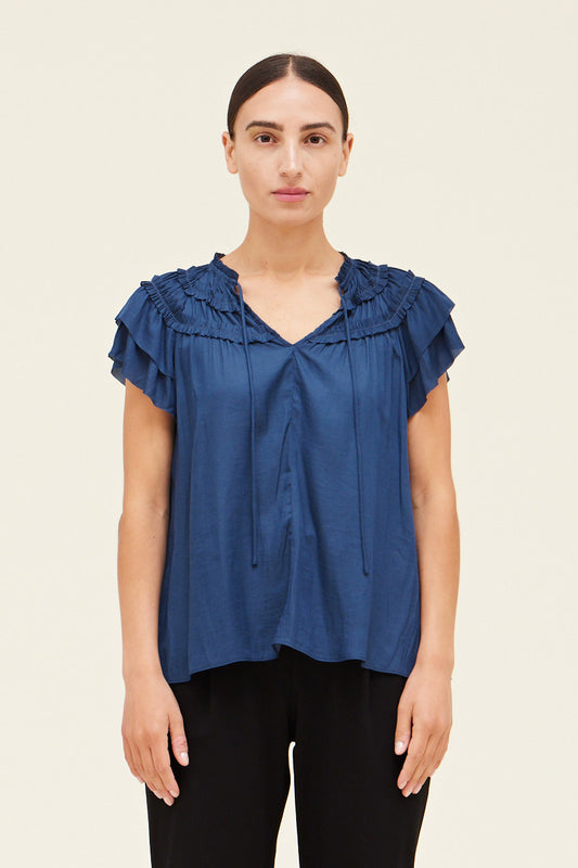 Jewel Ruffle Sleeveless Top