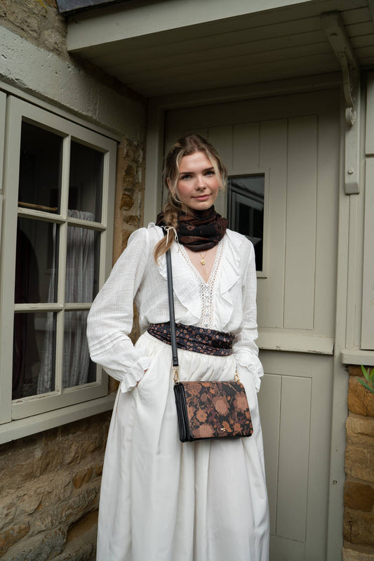 Deco Blooms Black Crossbody Purse