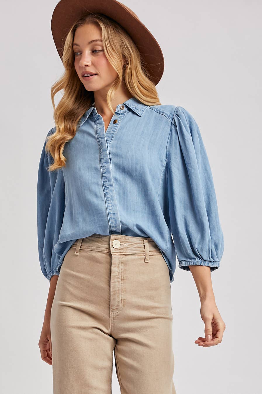 Denim Puff Sleeve Top