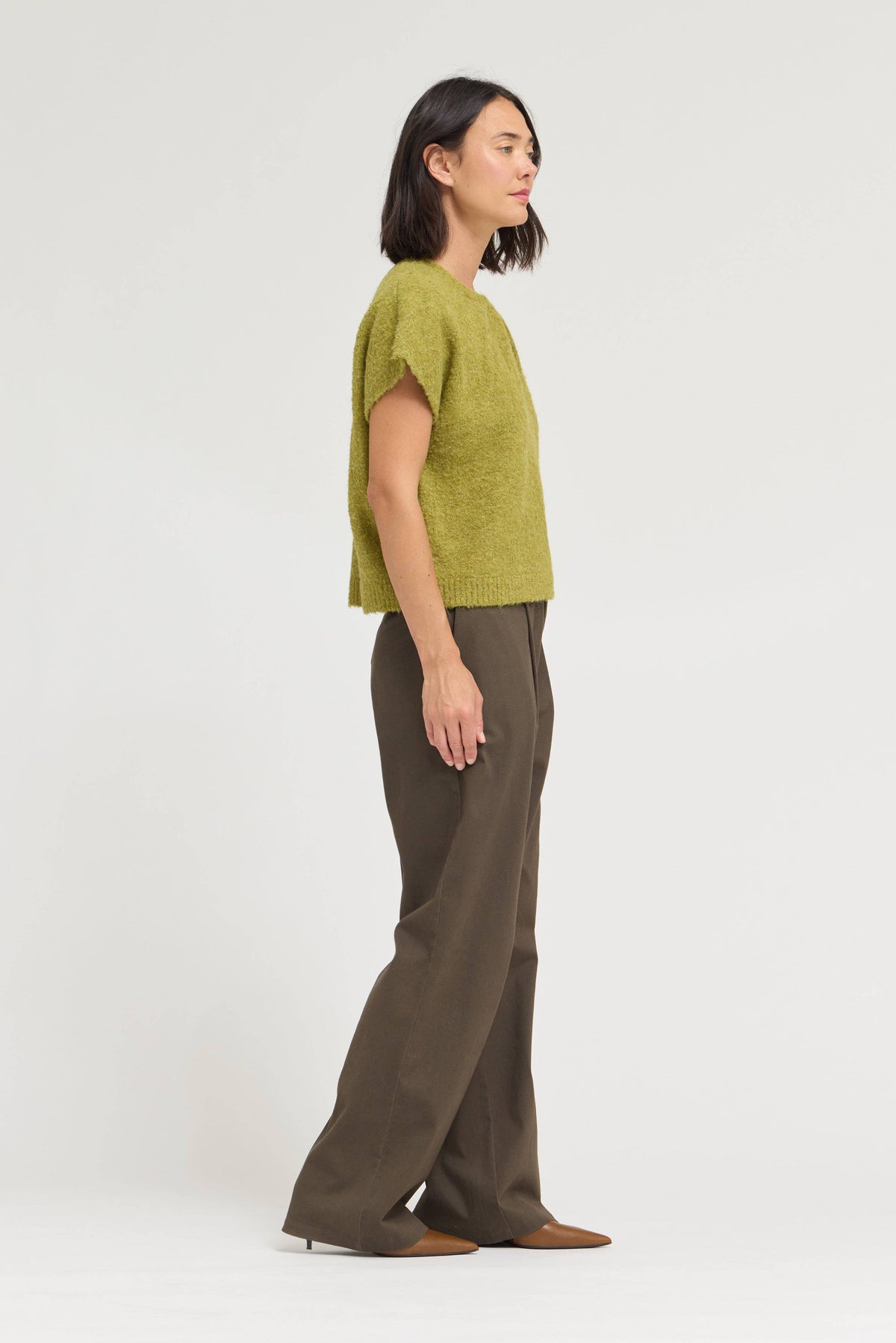 Pleated Boucle Sweater Top