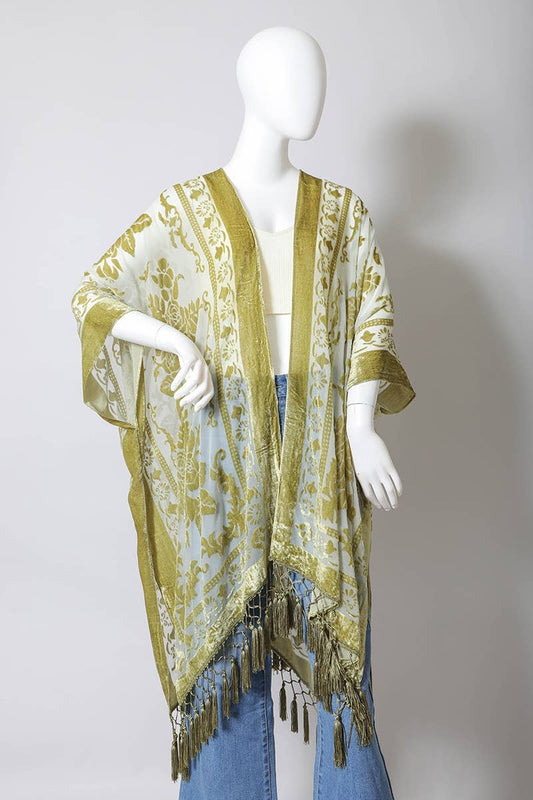 Velvet Tapestry Kimono - Mustard