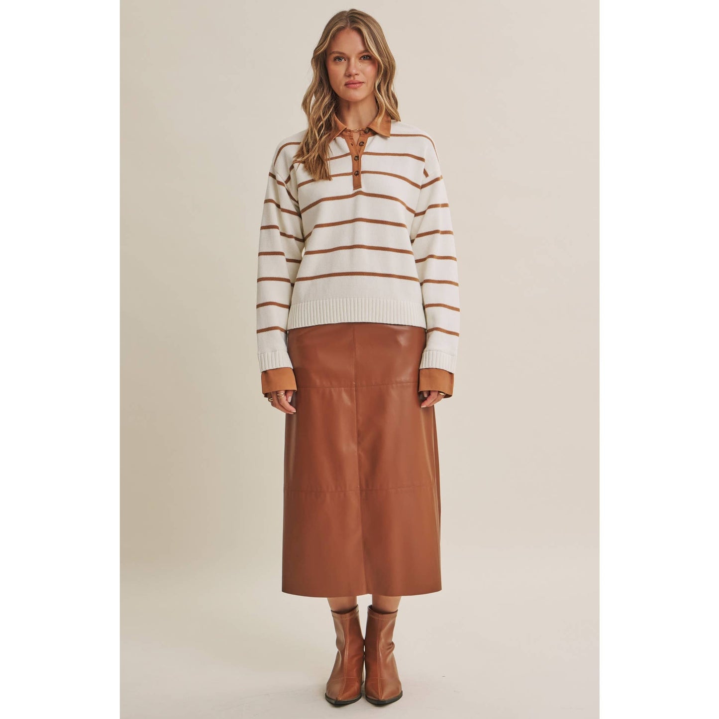 Heritage Striped Henley Sweater Top