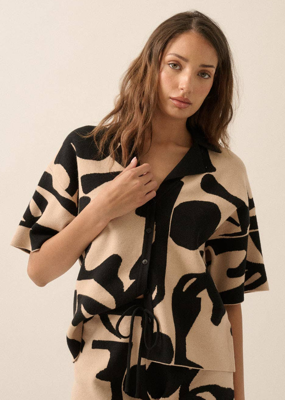 Abstract Floral Sweater Shirt