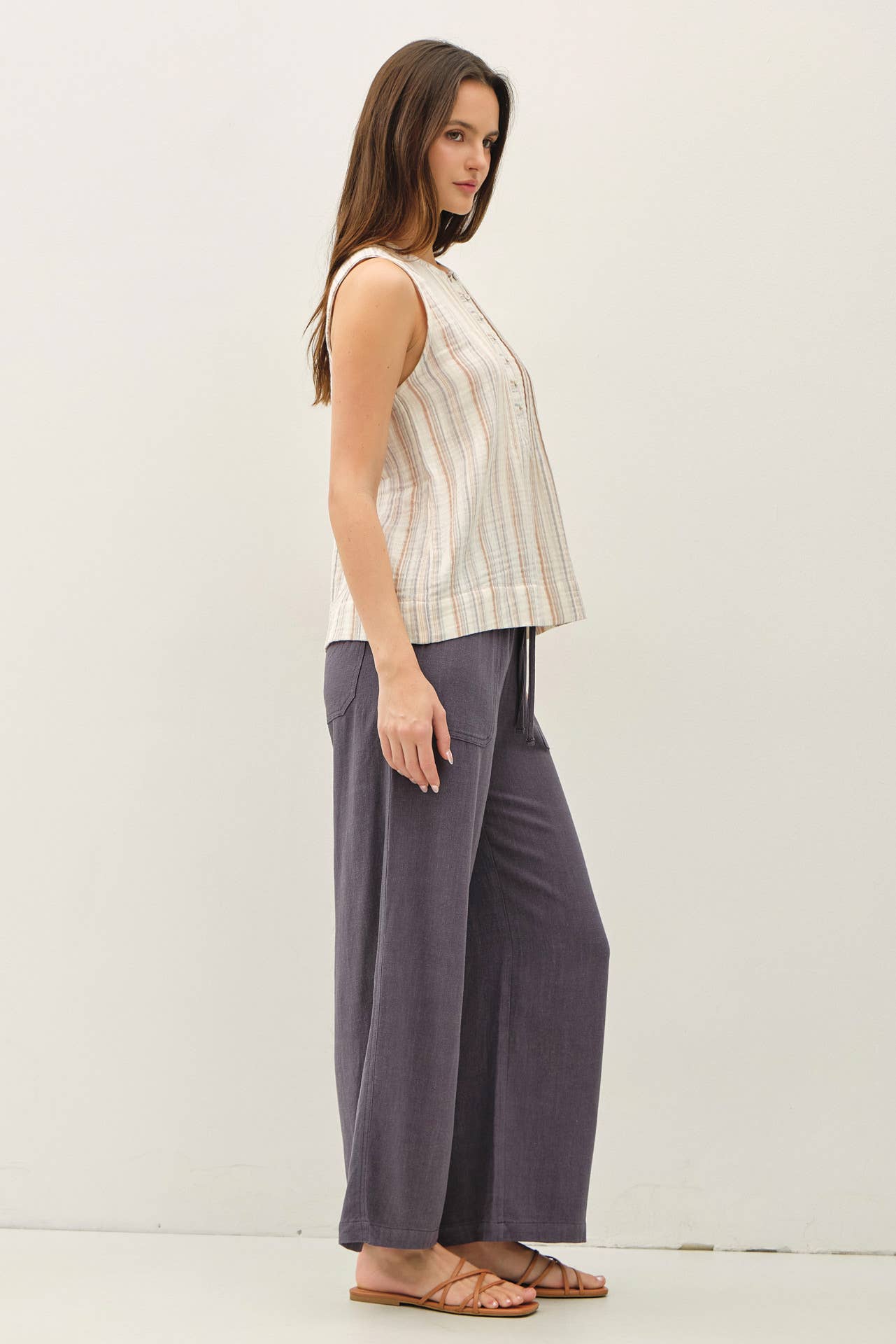 Striped Gauze Sleeveless Top