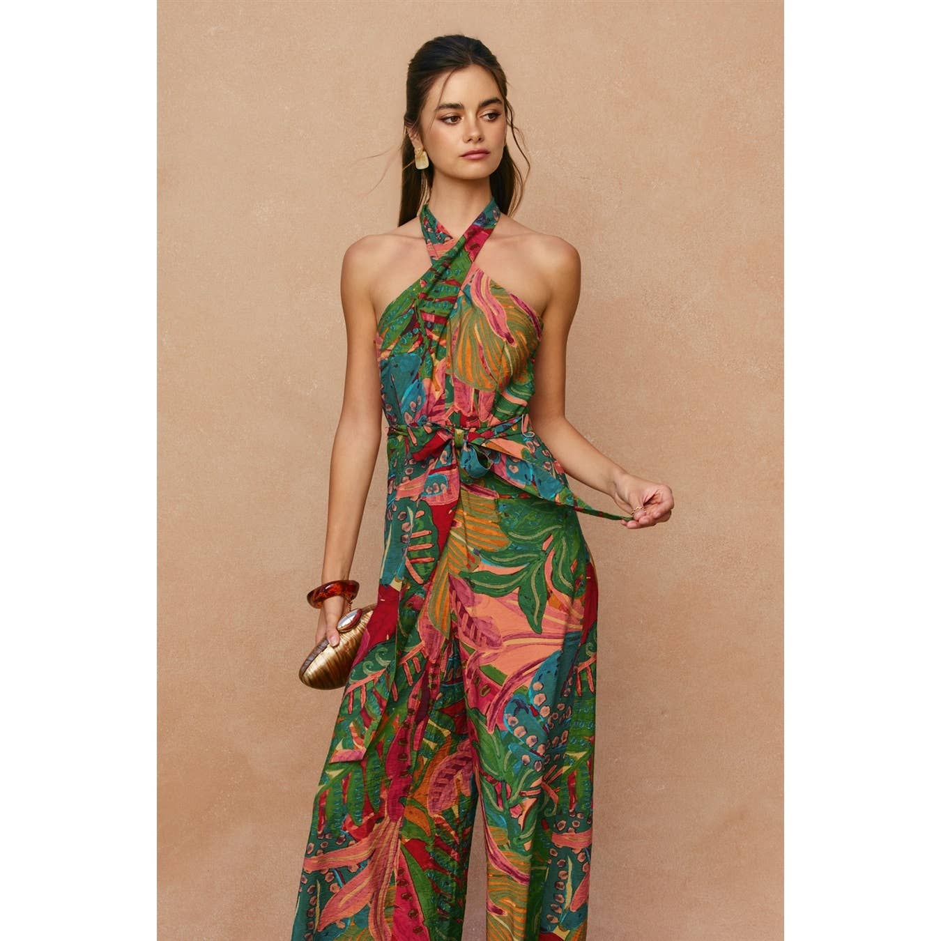 Paradise Crossed Halter Neck Jumpsuit