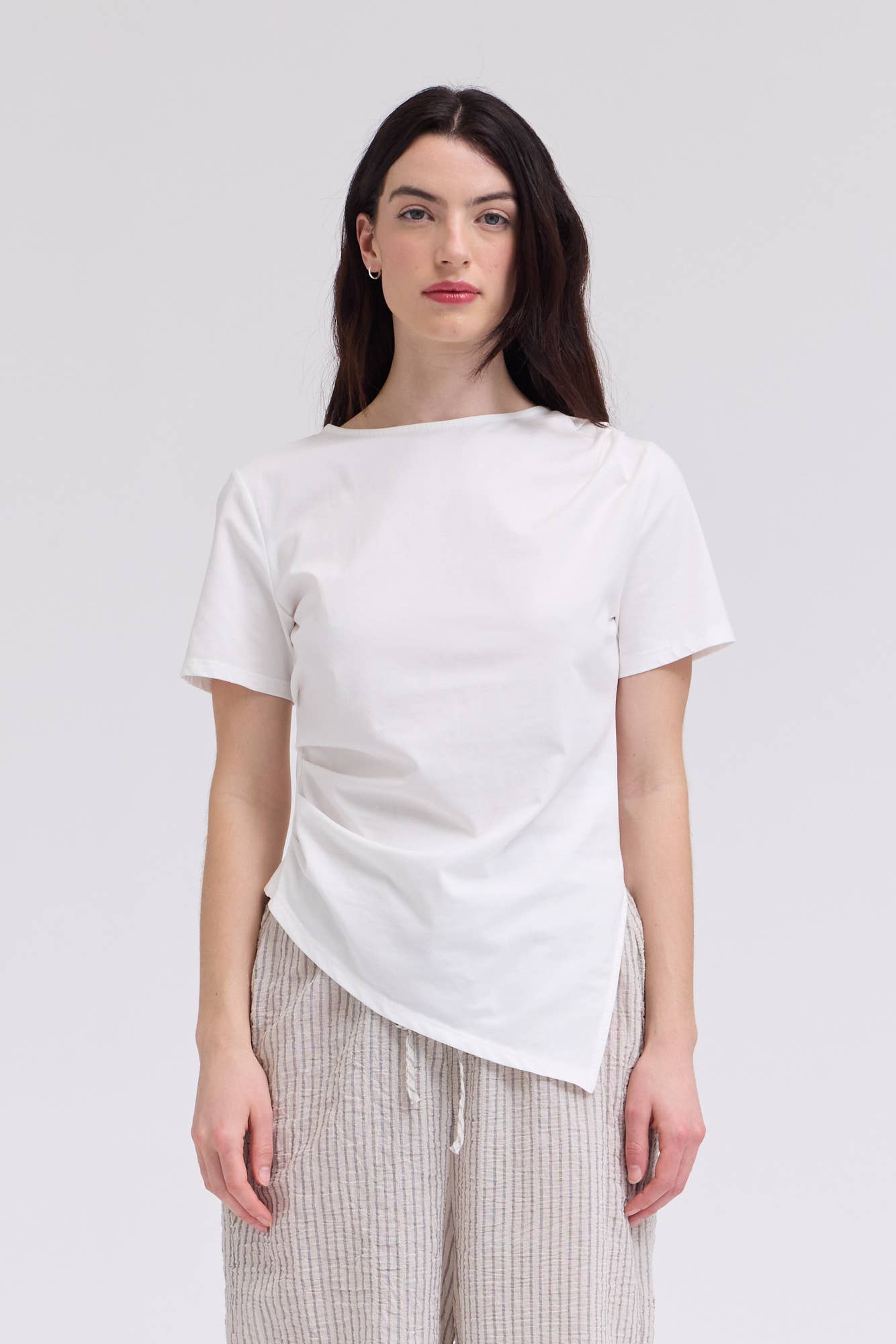 Asymmetric Jersey Top - Off White
