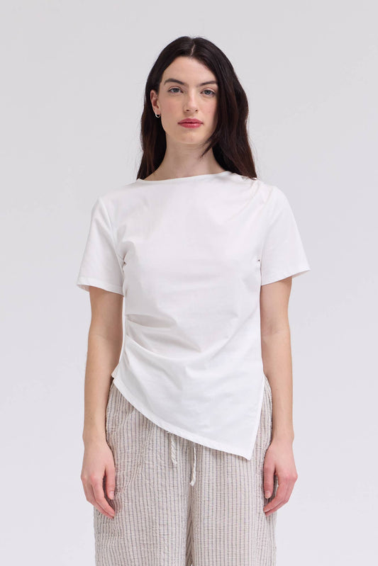 Asymmetric Jersey Top - Off White