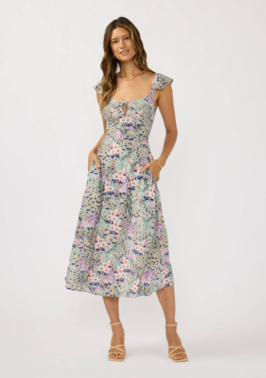 Front Lace Up Midi Dress