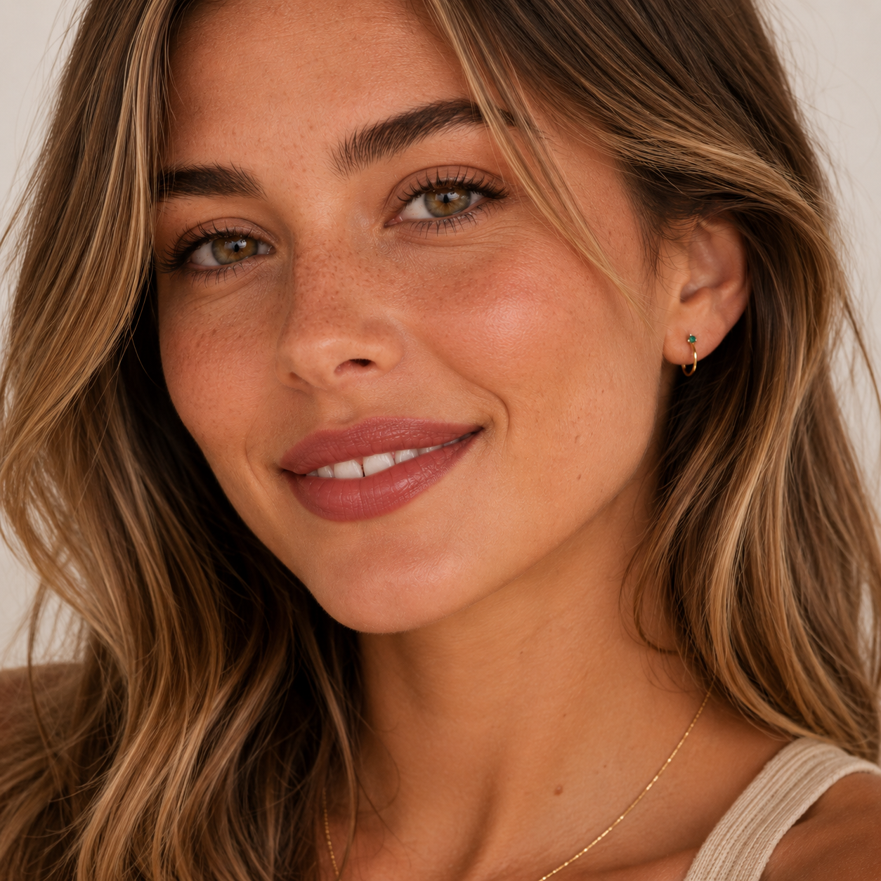 Open Mini Hoop Earrings - Green Emerald