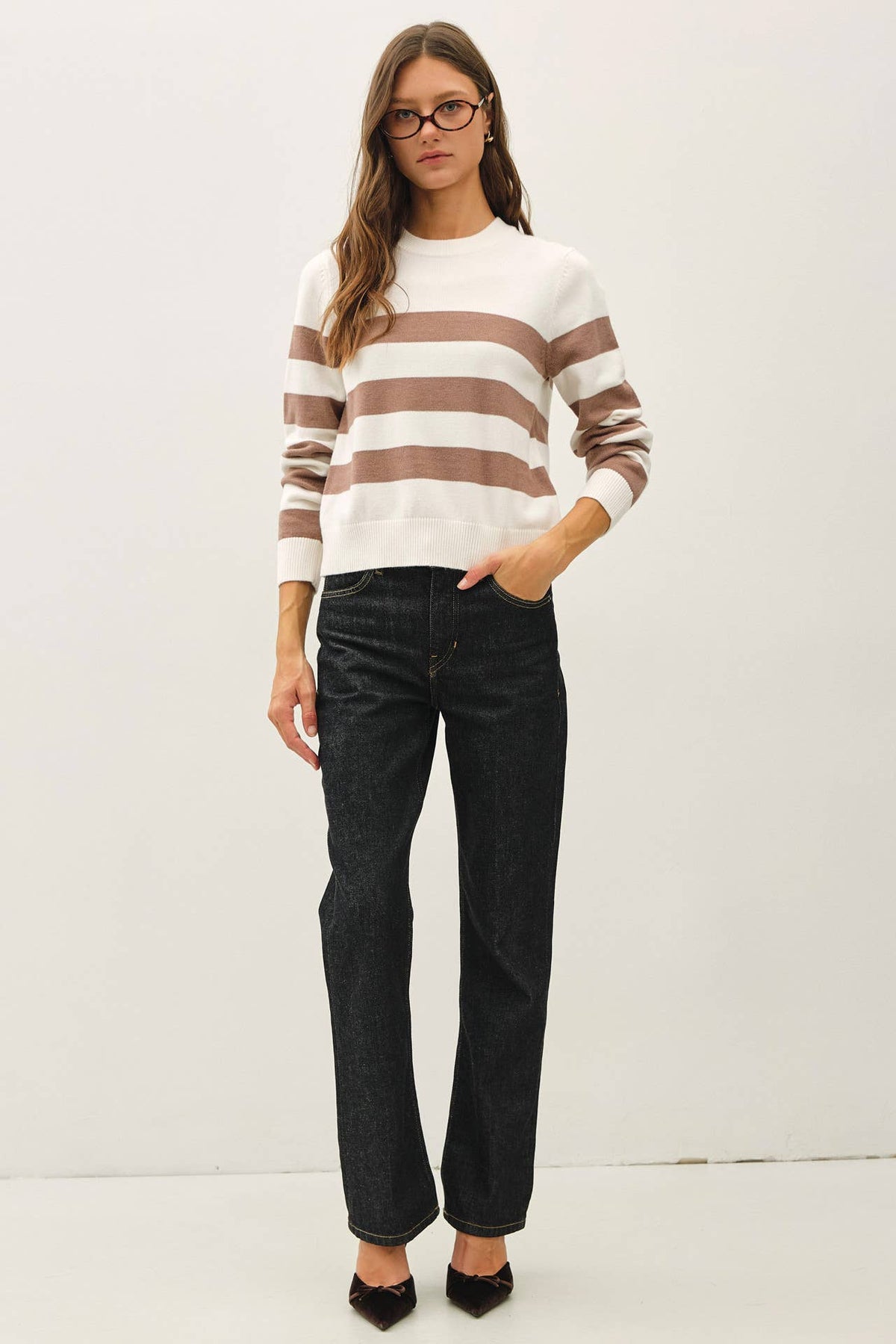 Classic Large Stripe Crewneck Sweater