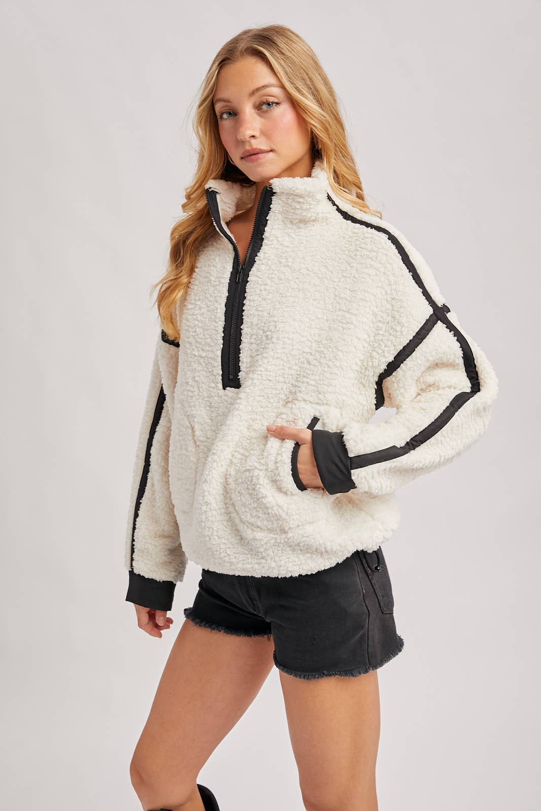 Contrast Sherpa Fleece Top